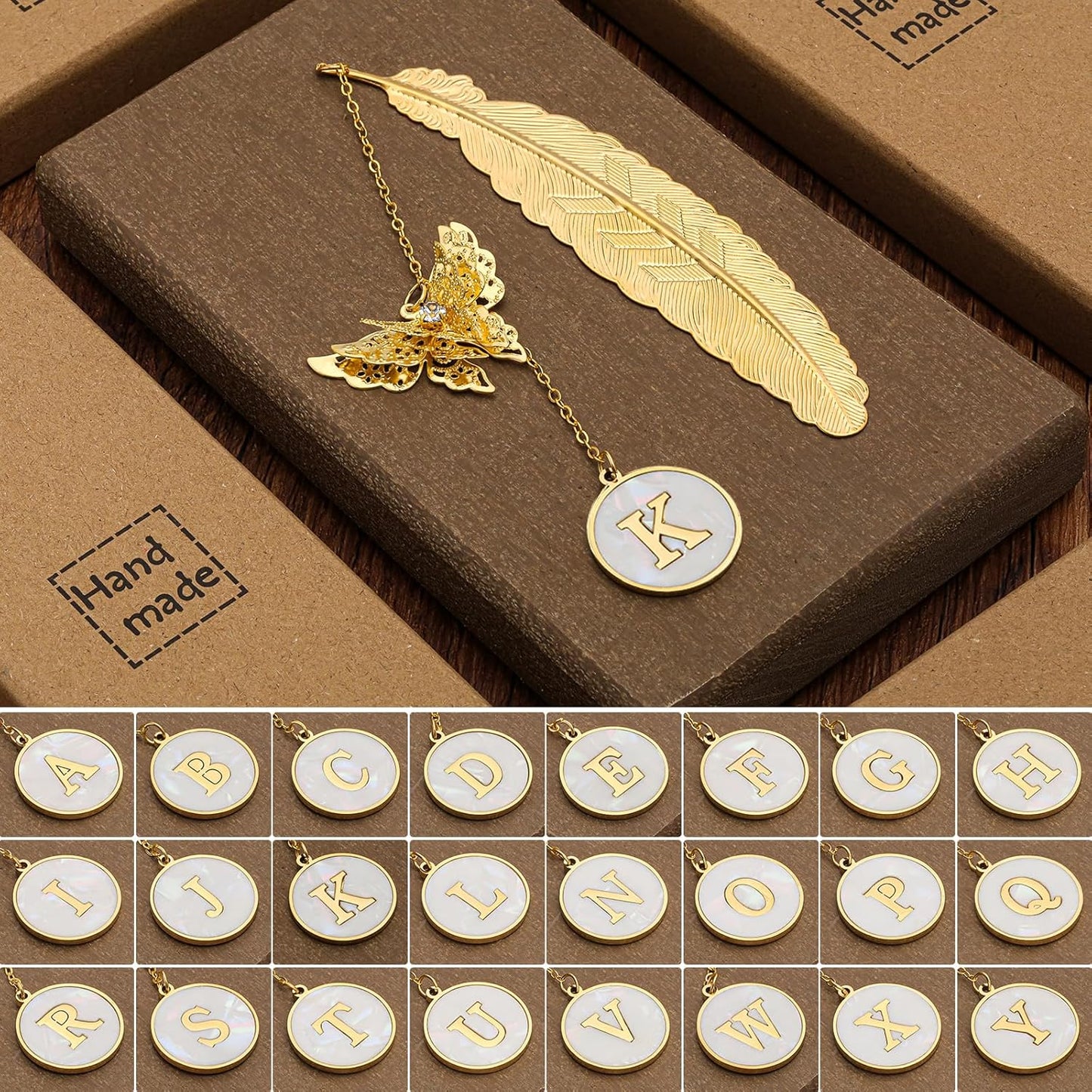 Personalized Initial Metal Butterfly Feather Bookmark for Women Girls Readers Book Lover Birthday Gifts for Women Her Teacher Girlfriend Wife Mom Sister Friend Daughter(K)
