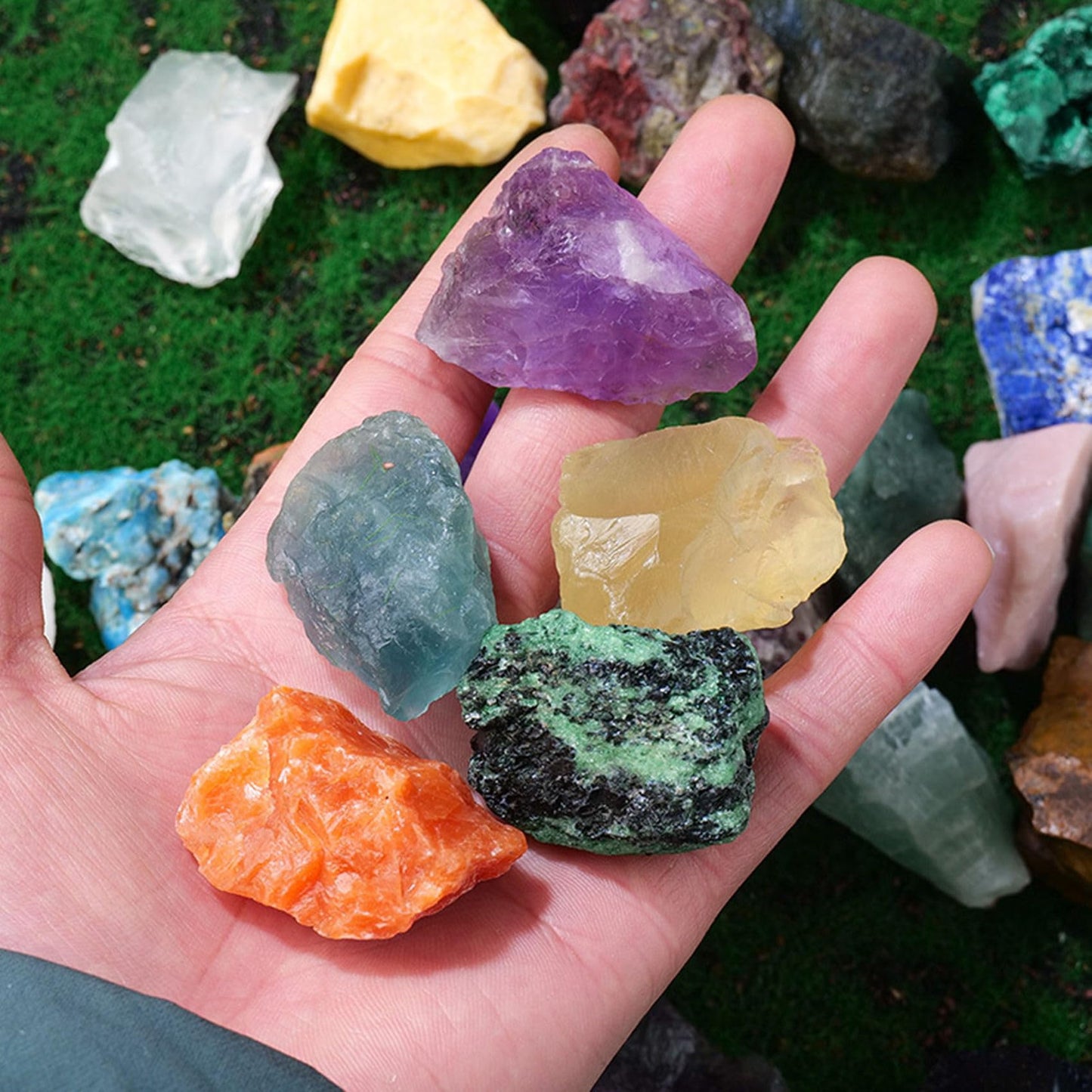 Light Green Fluorite Raw Crystals Healing Crystals Natural Rough Stones 1.2-2" for Tumbling, Fountain Rocks, Yoga, Meditation, Polishin, Gift 27
