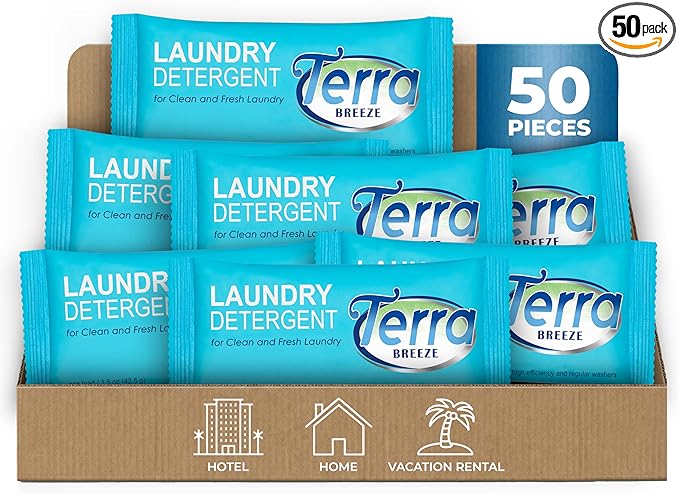 Terra Breeze Laundry Detergent Powder - 1.5 oz Individually Wrapped Packet (Case of 50)