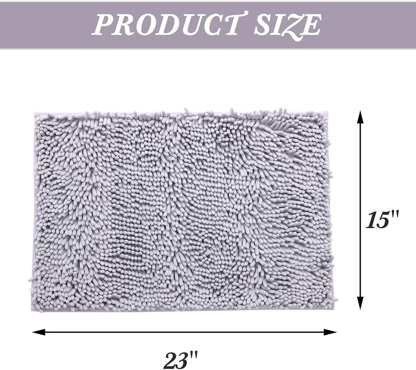 Non-Slip Bath Rug,Extra Soft Microfiber Bedroom Shag Carpet with Anti-Slip Backing,Water/Dust Absorbent Fast Dry Shower Mat,Sound Insulated Stairs Pad,Machine Washable (Grey,15 x 23 Inches)