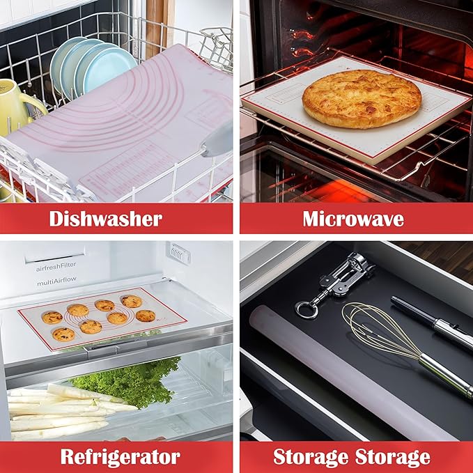 BlueBark 2 PCS - 24"L x 20"W Non-stick Silicone Baking Mat for Pastry & Dough, Sourdough Bread Making Tools, Kitchen Counter, Cooking Enthusiasts