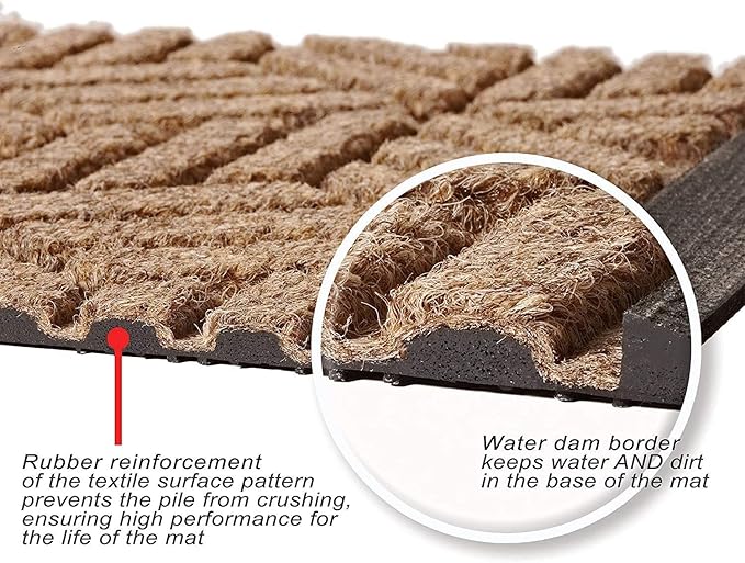 Bungalow Flooring Waterhog Indoor/Outdoor Boot Tray, 15 by 36 inches, Made in USA, Skid Resistant, Easy to Clean, Catches Water and Debris, Squares Pattern, Camel