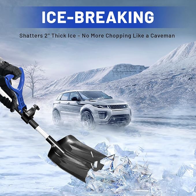 Foldable Snow Shovel,Ergonomic Snow Shovel with Dual D-Handle, No Tools Quick Assembly,Lightweight Shovel for Car Emergency, Garden, Car Garage, Home Sidewalk and Camping,40"