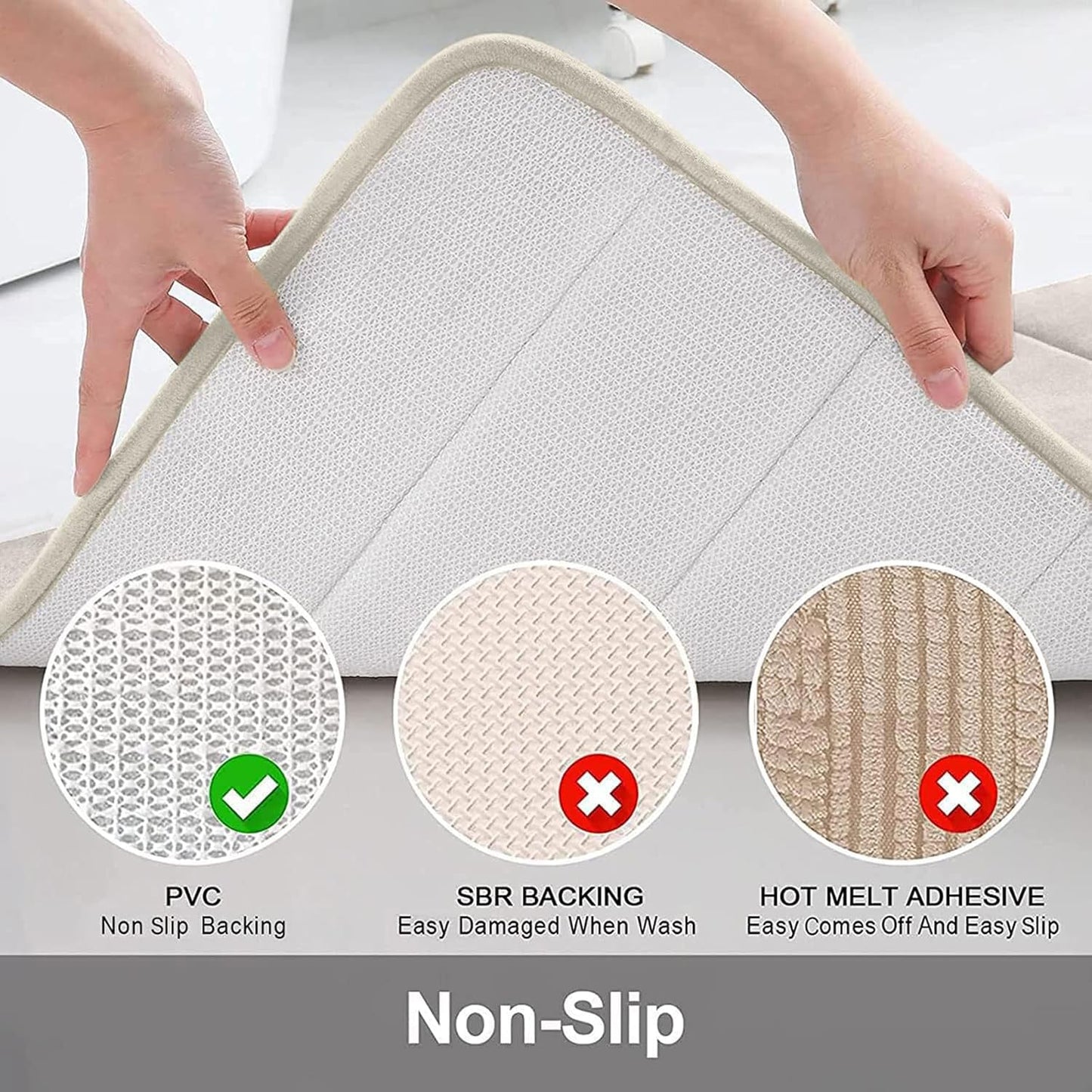 Buganda Memory Foam Bath Mat, 70" x 34", Ultra Soft and Non-Slip Bathroom Rugs, Water Absorbent and Machine Washable Bath Rug Runner for Bathroom, Shower, and Tub, Cream