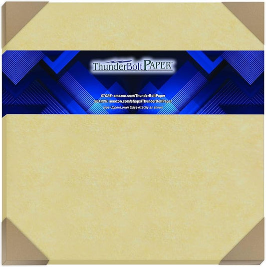 50 Gold Parchment 65lb Cover Weight Paper - 12" X 12" (12X12 Inches) Scrapbook Album|Cover Size - Printable Cardstock Colored Sheets Old Parchment Semblance