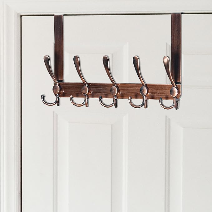 WEBI Over The Door Hooks for Hanging,Door Hanger,Over The Door Towel Rack,Long Door Coat Hanger,Door Coat Rack for Clothes,Towels,Back of Bathroom,Antique Copper
