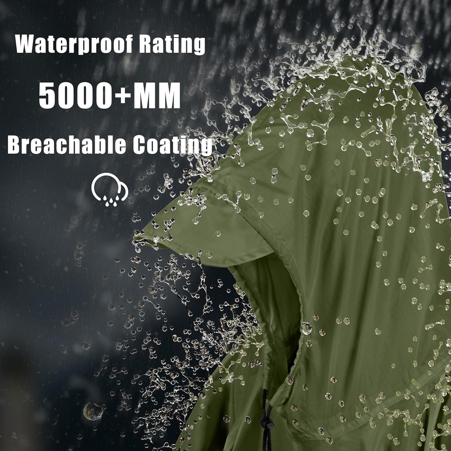Coralrain Hooded Rain Poncho Lightweight Waterproof Unisex Raincoat Jacket with Pocket for Men Women Adult