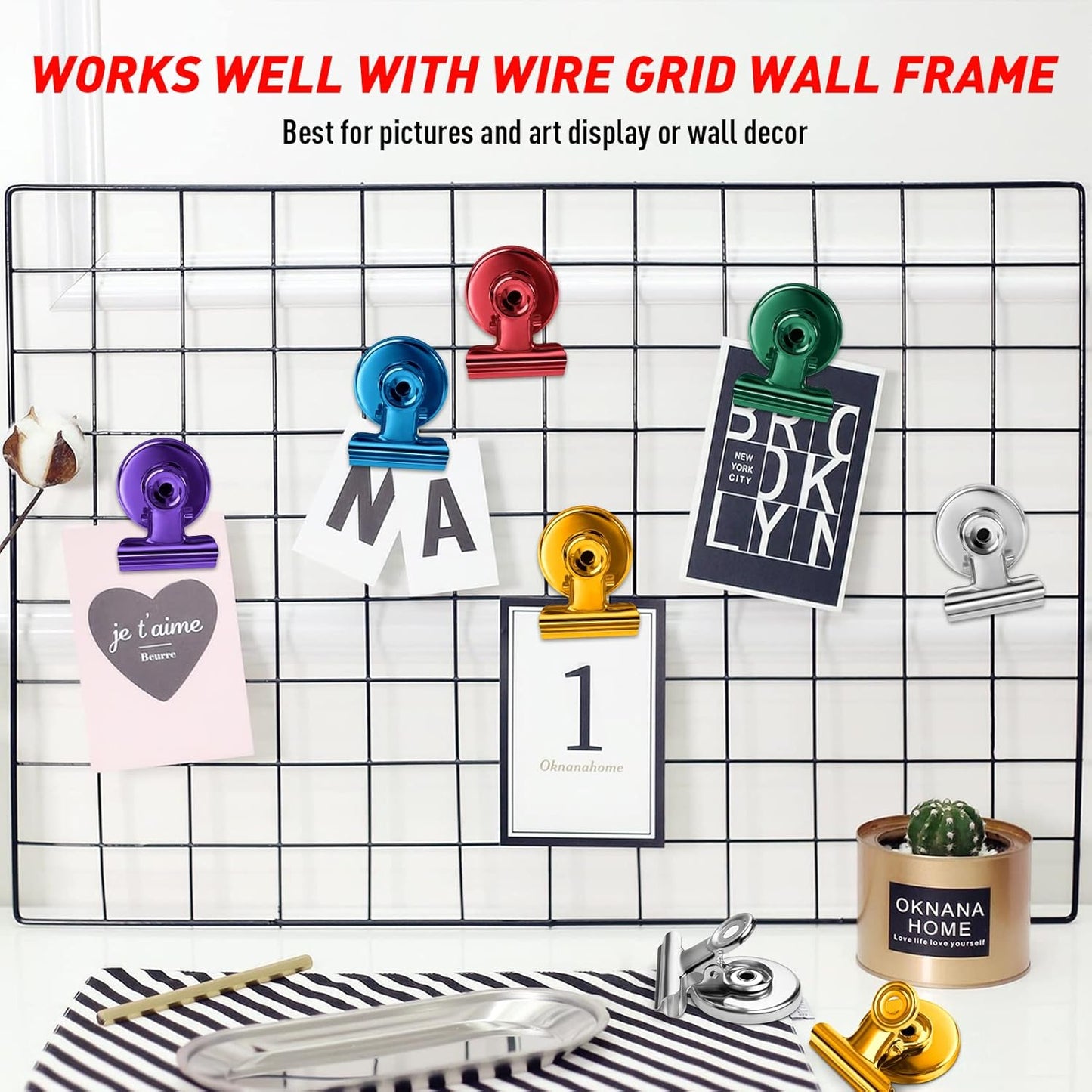 FINDMAG 12 Pack Magnetic Clips for Picture Hanging and Photo Display, Heavy Duty Scratch-Free Magnets for Refrigerator, Whiteboard, Fridge, Kitchen, Office, School, Classroom, Green.