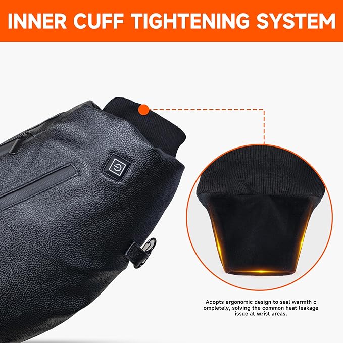 Heated Hand Warmer Pouch, PU Leather Electric Heated Hand Muff, With10000mAh Rechargeable Power Bank Hand Warmer, 3 Levels Heating for Football, Hunting,Fishing,Camping.(Power Bank Included)