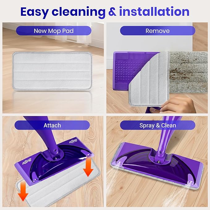 10 Pack Swiffer WetJet Replacement Mop Pads,Compatible with Swiffer WetJet Hardwood and Floor Spray Mop,Size:11.6''*5.51'',Grey