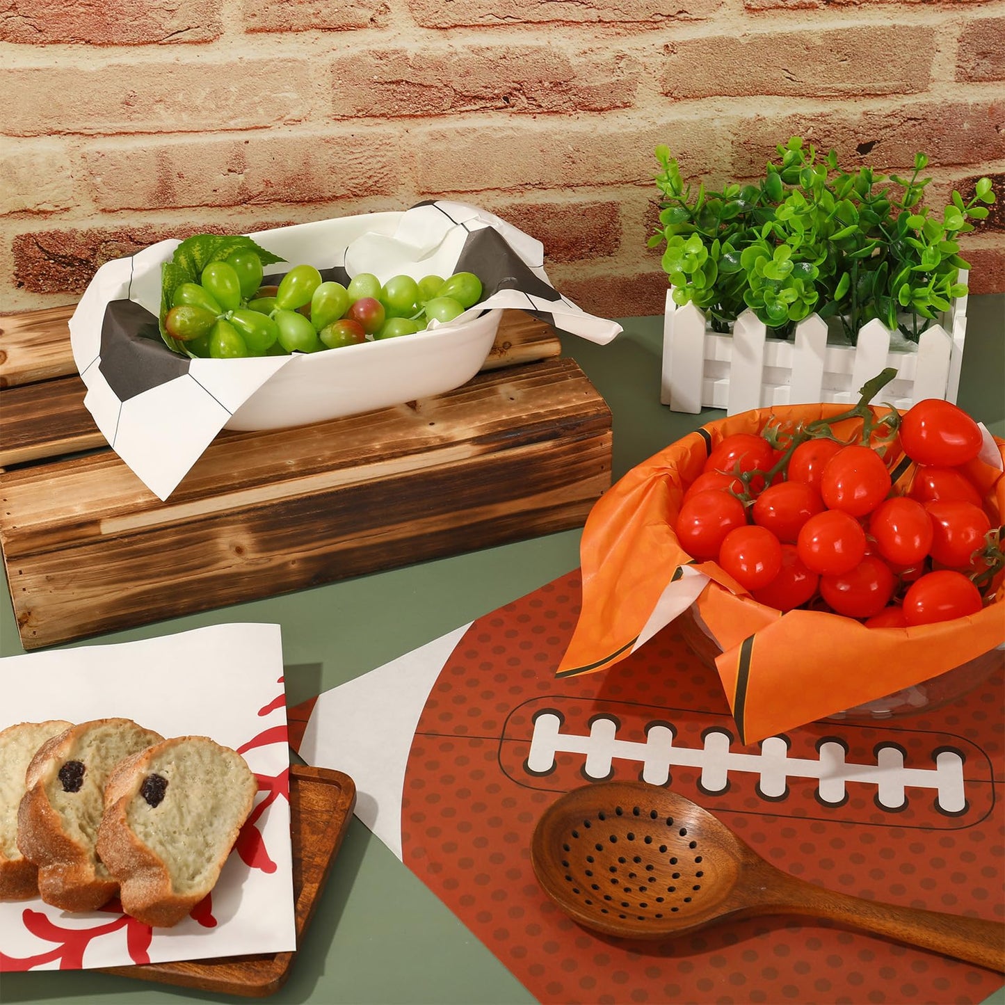 Whaline 240 Sheets Sport Wax Paper Deli Paper, 12x12 In, 4 Designs: Basketball, Football, Soccer, Baseball