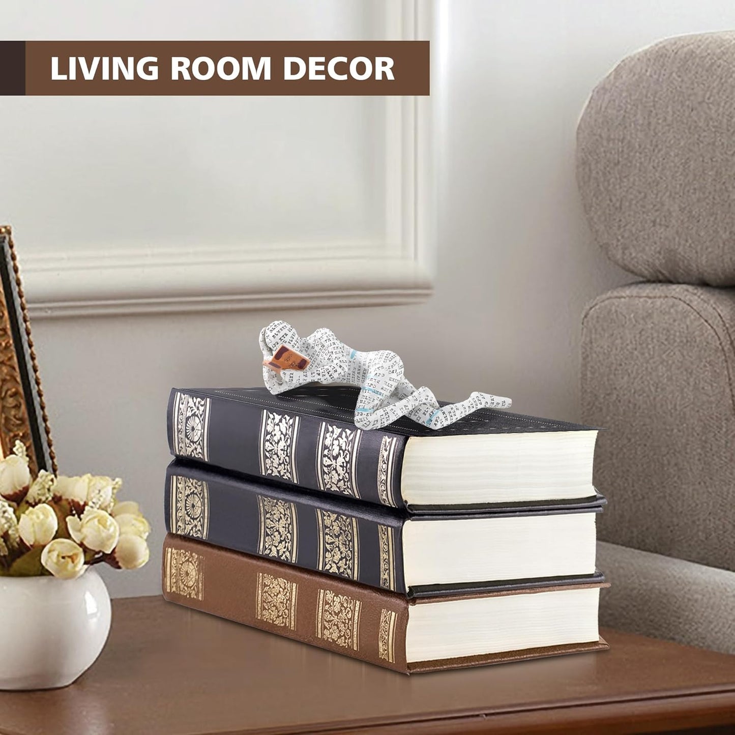 GRAPMKTG Home Decor Pulp Reading Women Thinker Statue Aesthetic Sculpture Room Decor Modern Abstract Decoration on Shelf Table Desk for Living Room Office Bedroom C
