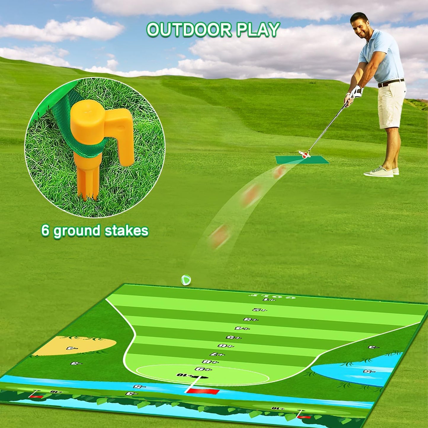 Dollox Golf Chipping Game Set with Hitting Mat – Indoor & Outdoor Practice Kit for Adults & Kids, Family Golf Game with 20 Sticky Balls (No Club)