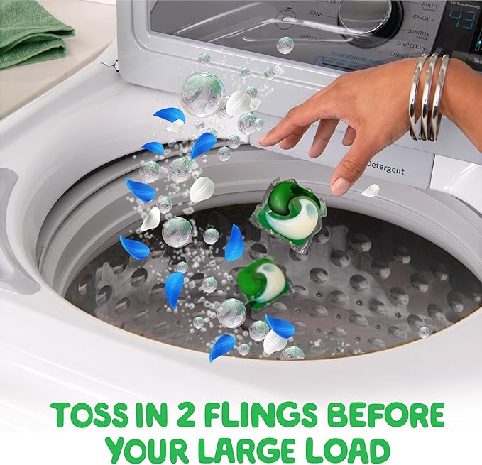 Gain Flings Ultra Oxi Laundry Detergent Pacs, 102 Count, Waterfall Delight Scent, with Odor Defense, concentrated laundry soap pacs