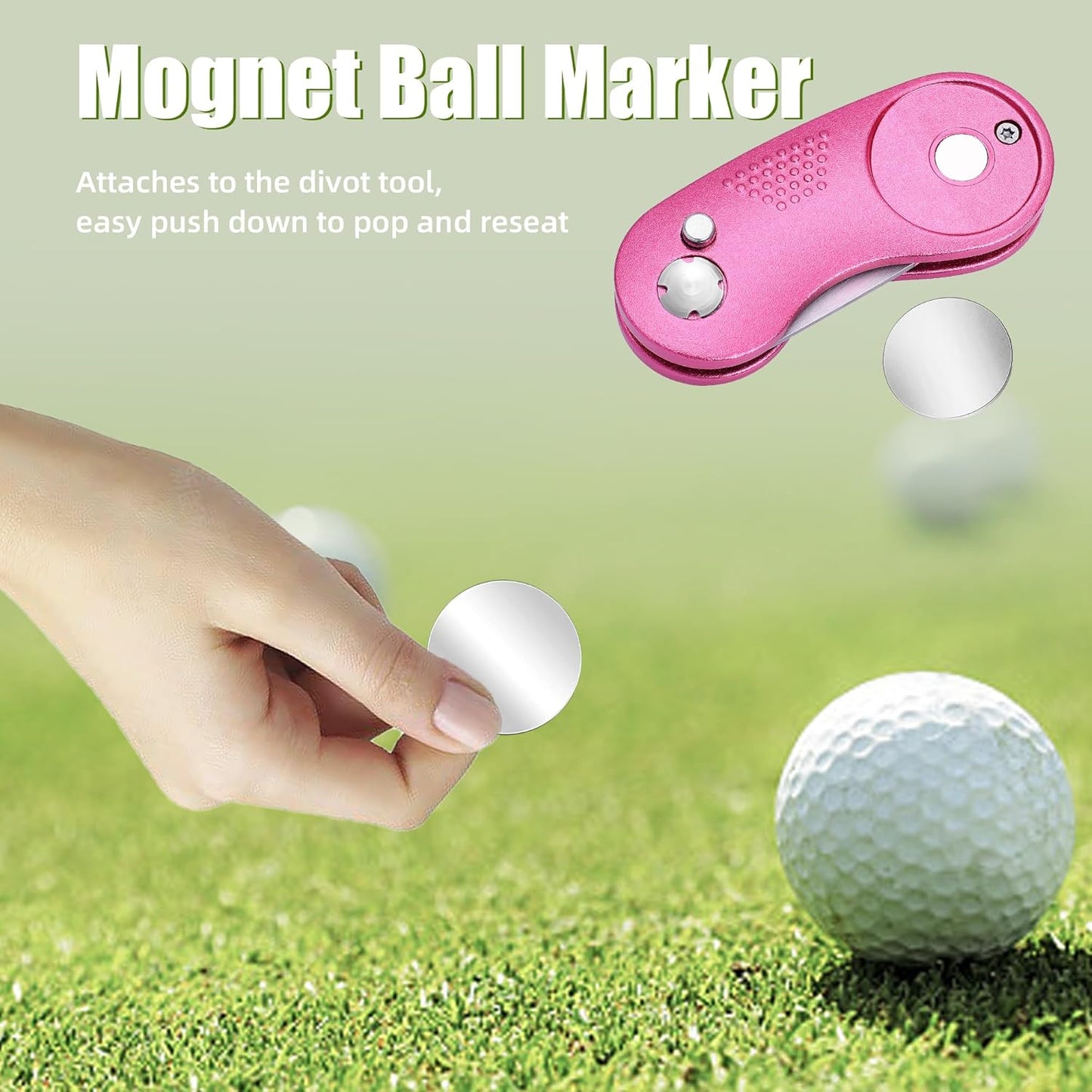 Mile High Life Golf Divot Repair Tool, All Metal Foldable Divot Tool with Pop-up Button & Magnetic Ball Marker