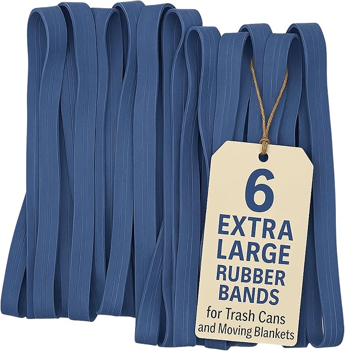 Kitchentoolz 36" Extra Large Rubber Bands for 95-96 Gallon Trash Cans and Moving Blankets – Heavy Duty 6-Pack