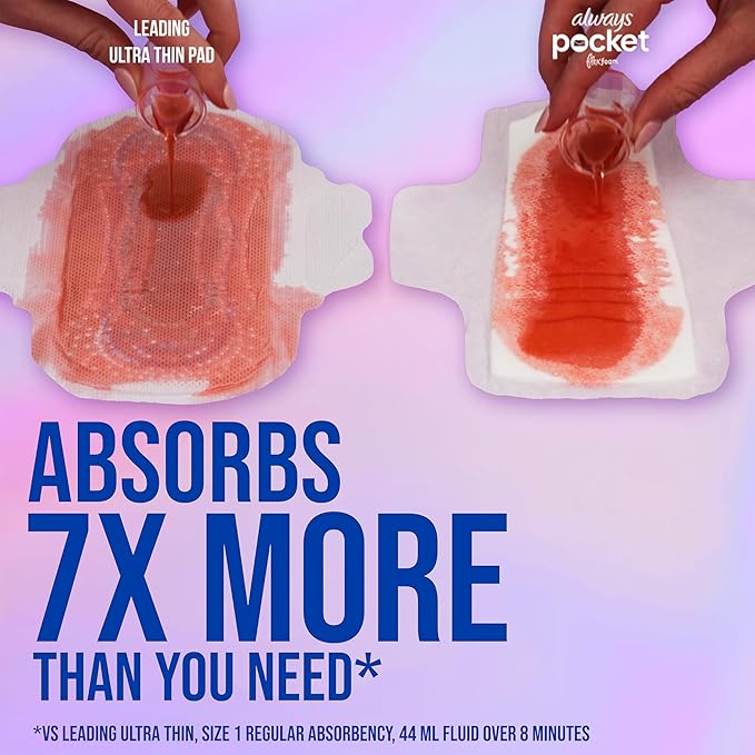 Always Pocket Flexfoam Pads, Size 1, Regular, with Wings, 22 Count