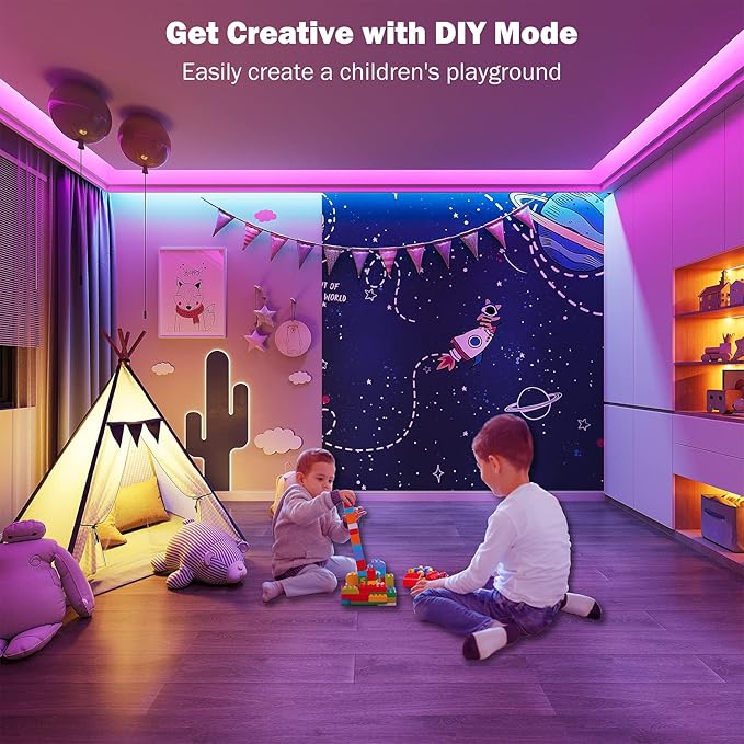 Leeleberd 50ft Led Lights for Bedroom, Bluetooth Smart APP Control RGB Color Changing Led Strip Lights with Remote Control and Power Adapter Led Lights for Room Kitchen Party Home Decoration