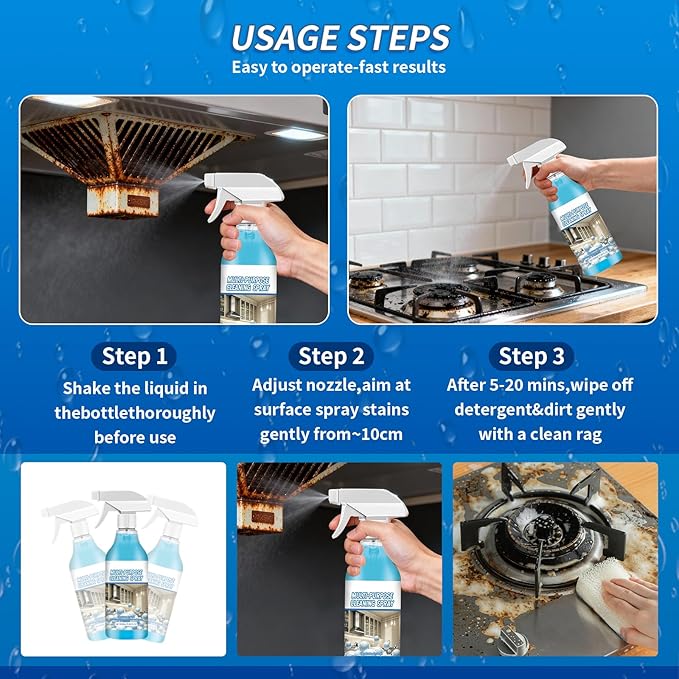 Spray Splash Cleaner, 2026 New Multi Purpose Cleaning Spray, Upgraded Foam Sprays for Ovens, Powerful Degreaser Sprays, Convenient Handheld Cleaner for Home Family Kitchen (2PCS)