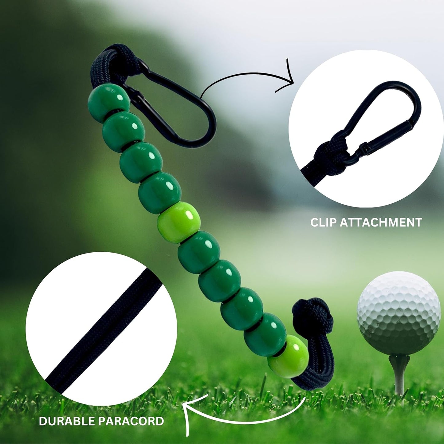 LAMIBEE Pack 3pcs, Golf Beads Count Stroke Score Counter, Durable 550 lbs Paracord String with 10 Beads, Easy Scorekeeping, Hand-Braided with Clip