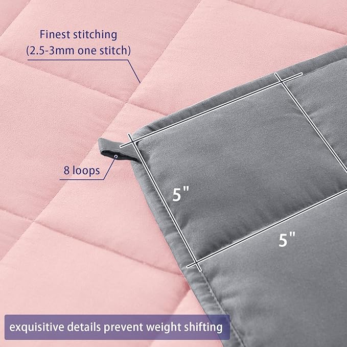 yescool Weighted Blanket for Adults (30 lbs, 88" x 104", Pink Grey) Cooling Heavy Blanket for Sleeping Perfect for 290-310 lbs, King Size Breathable Blanket with Premium Glass Bead, Machine Washable