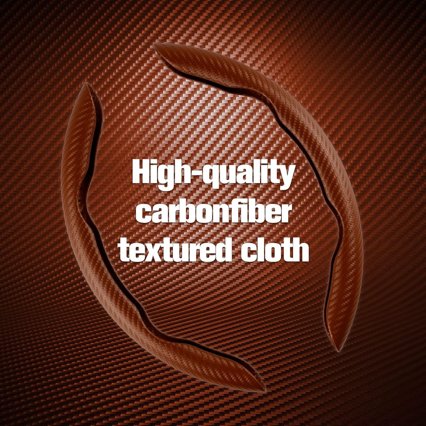 Amiss Car Carbon Fiber Anti-Skid Steering Wheel Cover/ Interior Accessories, Segmented Butterfly Universal 99% Wheel Cover Protector (Champagne)