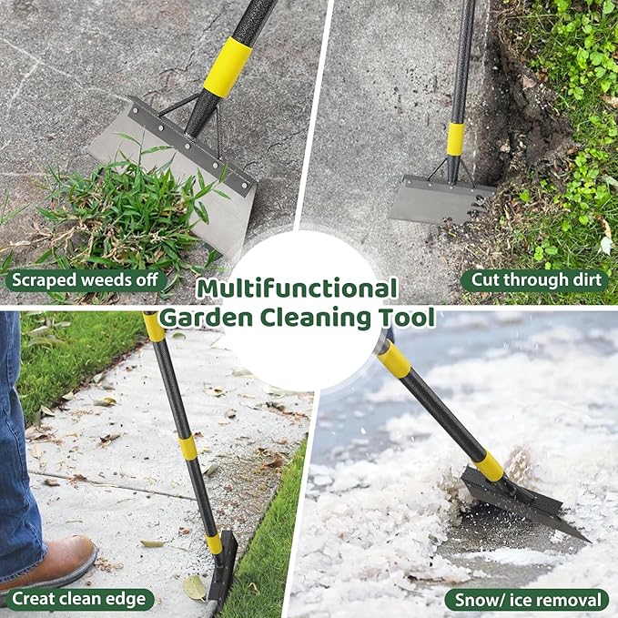 Snow Shovel Ice Scrapers, 60” Garden Flat Shovel for Driveway Snow Ice Removal, Stainless Steel Multifunctional Cleaning Shovels Chopper Floor Scraper for Outdoor Walkway Car