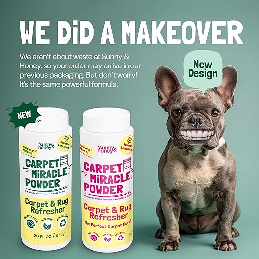 Sunny & Honey Carpet Freshener Powder - 20 oz, Summer Lemonade Scent - Dry Carpet Cleaner with No Residue - Pet & Kid Safe Upholstery Cleaner - Natural Rug Powder Formula