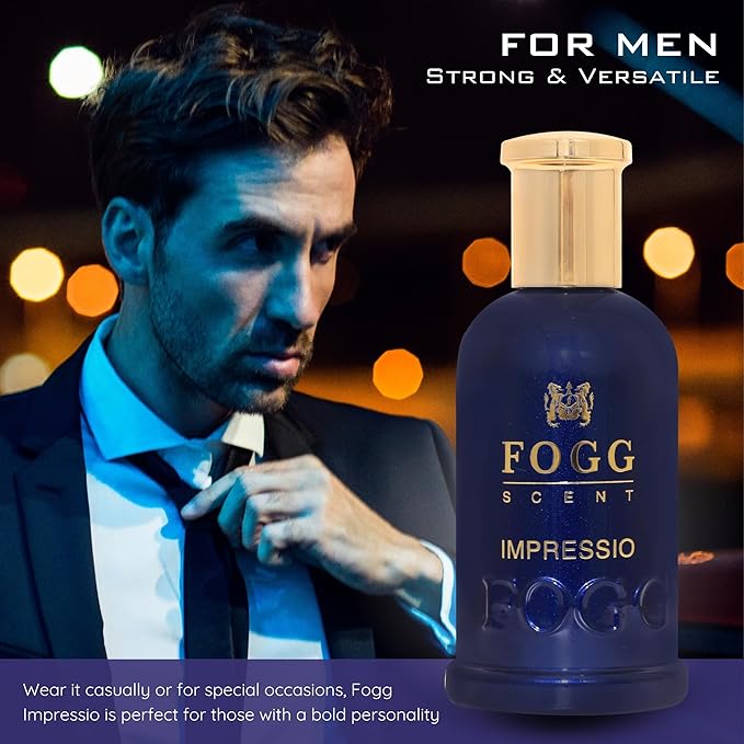 Fogg Scent Impressio Eau de Parfum for Men | Fresh Woody Aromatic Perfume | Daily Wear Fragrance with Green Apple & Bergamot | Long Lasting EDP | 3.38 oz (100 ml)