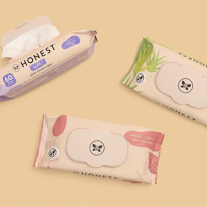 The Honest Company Nourish and Cleanse Naturally Scented Wipes Cleansing Multi-Tasking 99% Water Plant Based Hypoallergenic Sweet Almond 60 Count