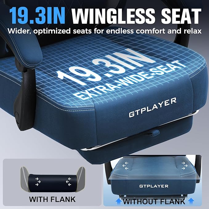 GTPLAYER Big and Tall Gaming Chair Breathable Fabric Computer Chair with Strong Lumbar Support, Comfortable Office Chairs with Pocket Spring Cushion, High Back Ergonomic Desk Chairs with Footrest