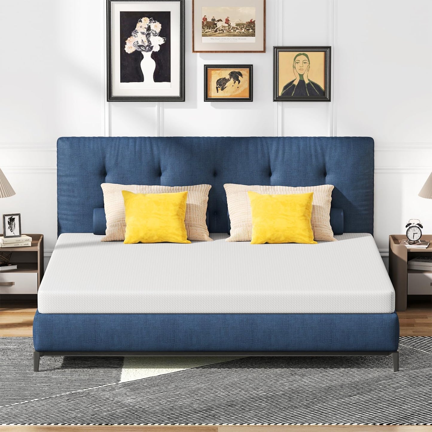 FDW | 6 Inch King Mattress | Medium Firm | Gel Memory Foam Mattress | White | Bed in a Box, CertiPUR-US Certified | Pressure Relief, Cooling Ventilated Foam | Washable Removable Cover