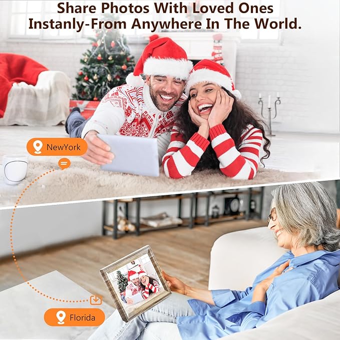 Digital Picture Frame WiFi Send Photos from anywhere16GB Storage Smooth System 10.1inch 1280x800 IPS Touch Screen Wood Light Color