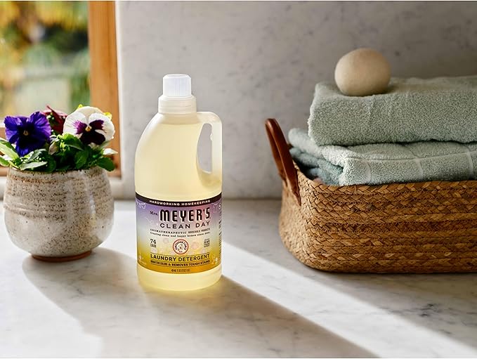 MRS. MEYER'S CLEAN DAY Liquid Laundry Detergent, Biodegradable Formula Infused with Essential Oils, Compassion Flower, 64 oz (64 Loads) (Pack of 4)