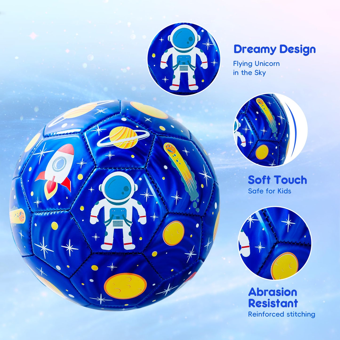EVERICH TOY Kids Soccer Ball Size 3 for Toddlers Kids 2-5 5-8 - Glitter Cartoon Design with Pump Deflated - Sports and Outdoors Toys Games - Easter Basket Stuffers Birthday Gifts for Boys Girls