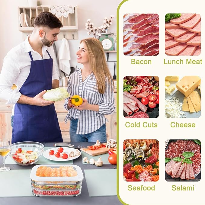 4 Pcs Deli Meat Container for Fridge, Stackable Bacon Lunch Meat Container for Refrigerator, Food Storage Boxes with 4 Lids for Cold Cuts, Cheese, LunchMeat, Salami, Meal Prep Containers, BPA Free