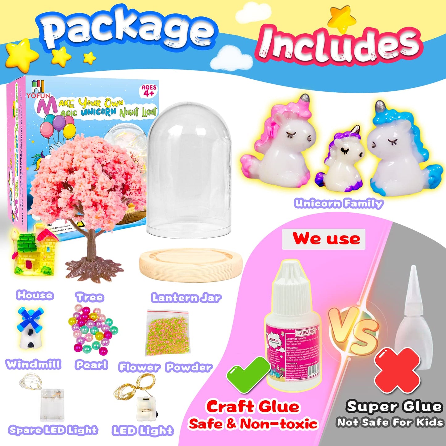 YOFUN Make Your Own Unicorn Night Light - Unicorn Craft Kit for Kids, Arts and Crafts Nightlight Project Novelty for Girl Age 4 to 9 Year Old, Unicorns Gifts for Girls