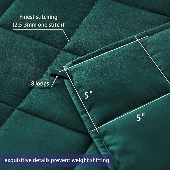 yescool Weighted Blanket for Adults (22 lbs, 60" x 80", Dark Green) Cooling Heavy Blanket for Sleeping Perfect for 210-230 lbs, Queen Size Breathable Blanket with Premium Glass Bead, Machine Washable