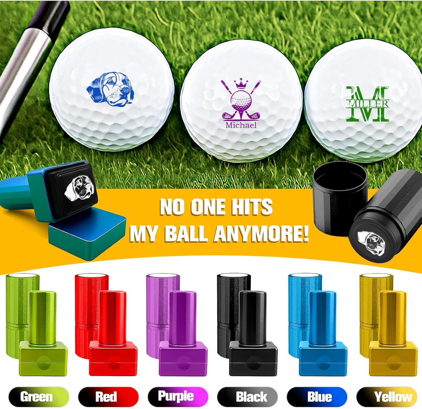 ONFAON Custom Golf Ball Stamp, Personalized Name Golf Ball Marker Stamp with Monogram Logo, Reusable Inking Customized Golf Stamper Accessories Gifts for Golfers
