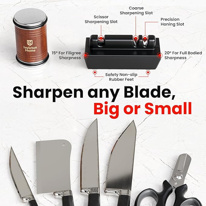 Rolling Knife Sharpener Kit with Diamond & Ceramic Disc Tumbler Knife Sharpener -+ Magnetic Base for Kitchen Knives with 15° & 20° Angles - Sharpening Kit - Sharpeners