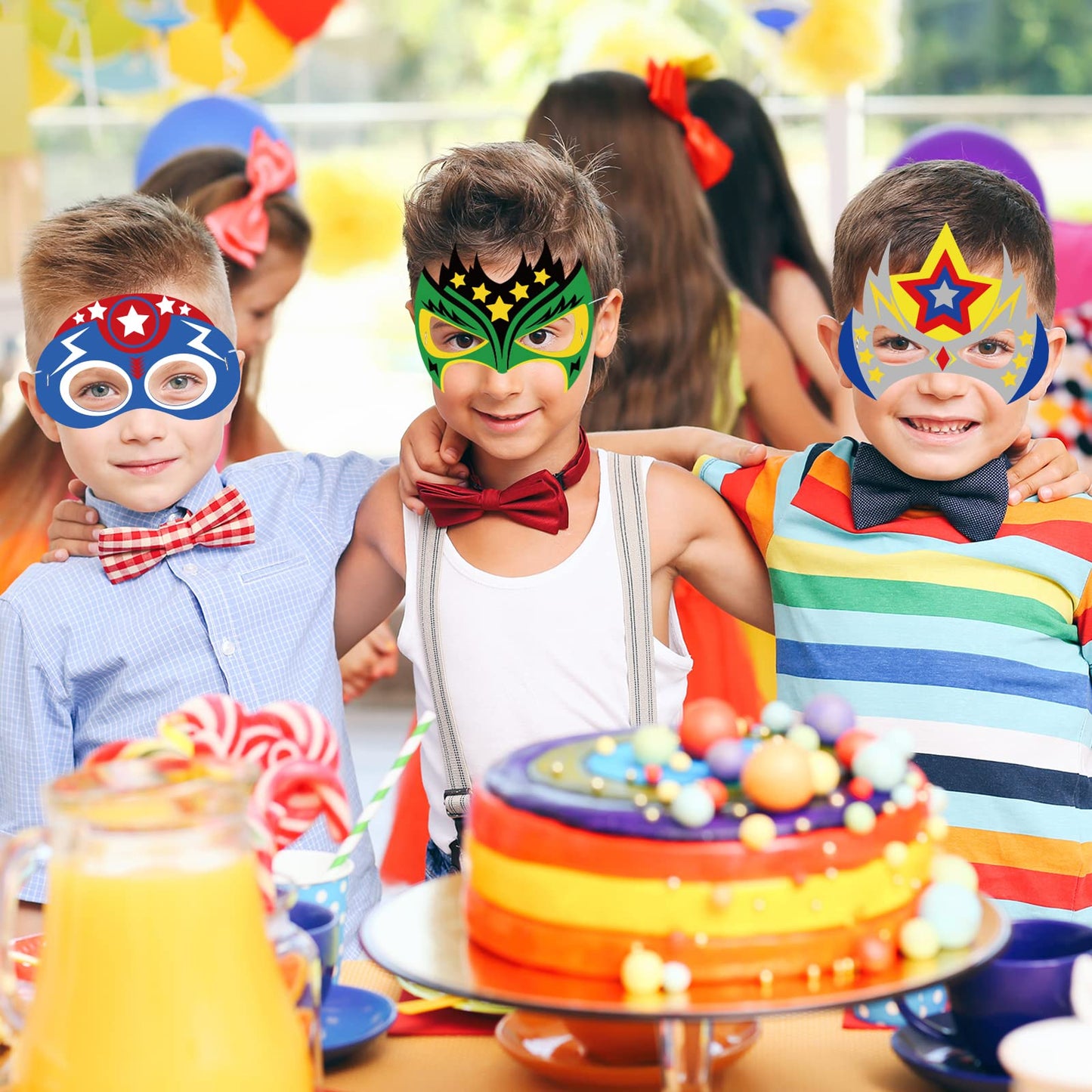 chiazllta 48 Packs Mask Your Own Super Theme Hero Masks Hero Craft Kits Kids DIY Paper Masks Art Craft Kid Gift Decor for Home Class Game Activities Father's Day Party Favors