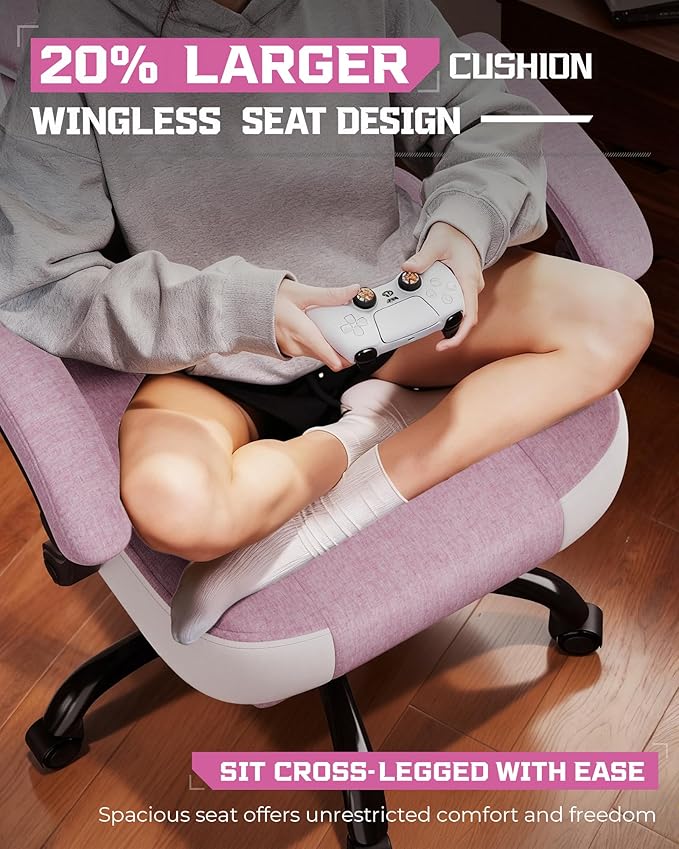 GTPLAYER Gaming Chair, Computer Chair with Footrest and Lumbar Support for Adults, 360°-Swivel Big & Tall Reclining Seat for Office or Gaming (Pink)