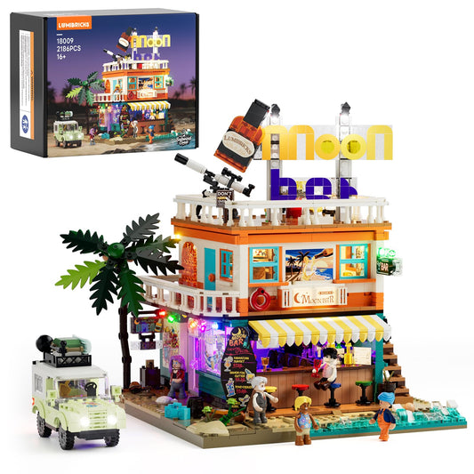 Lumibricks Moon Bar Lighting Building Bricks Set - Road Trip Modular Collection Display Kit with LED and Minifigures 2186 Pcs for Adults & Teens & Marine Enthusiasts