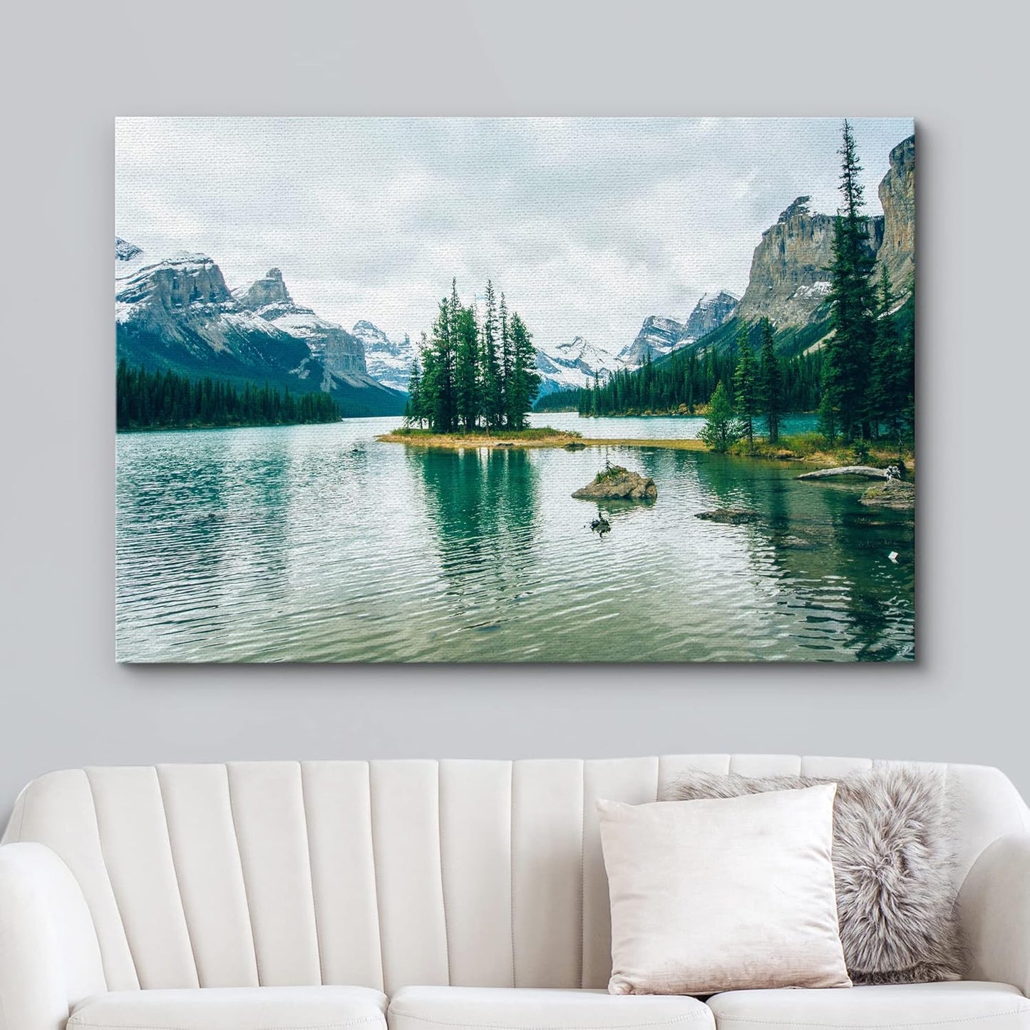 wall26 Canvas Print Wall Art Winter Pine Tree Forest Mountain Lake Nature Wilderness Photography Realism Earth Scenery Rustic Scenic Landscape Colorful for Living Room, Bedroom, Office - 16"x24"