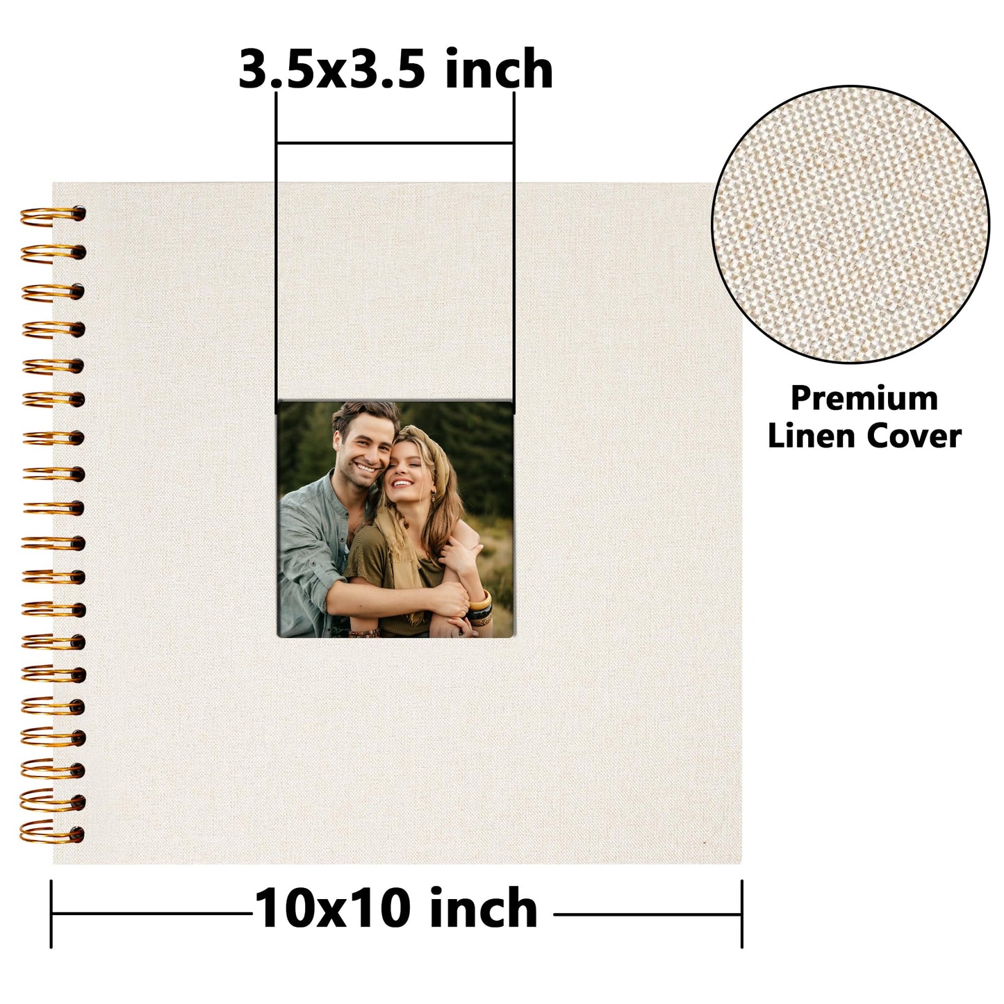 Vienrose Scrapbook 10x10 Inch Hardcover Kraft White Pages DIY Scrapbook Photo Album Linen Cover Scrap Book Photo Albums Scrapbooking Supplies Kit for Couple Family Wedding Travel