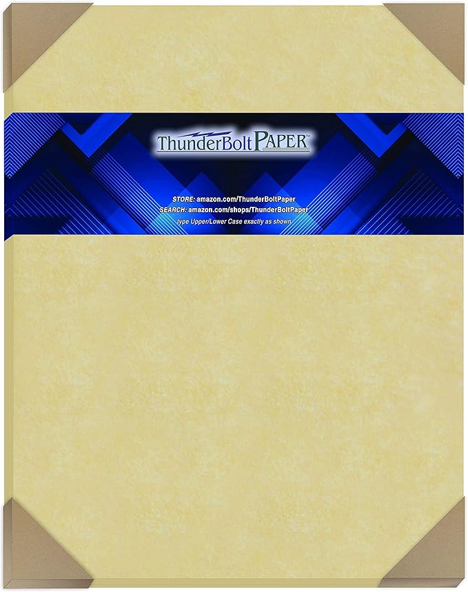 50 Gold Parchment 65lb Cover Weight Paper - 11" X 14" (11X14 Inches) Scrapbook|Picture-Frame Size - Printable Cardstock Colored Sheets Old Parchment Semblance