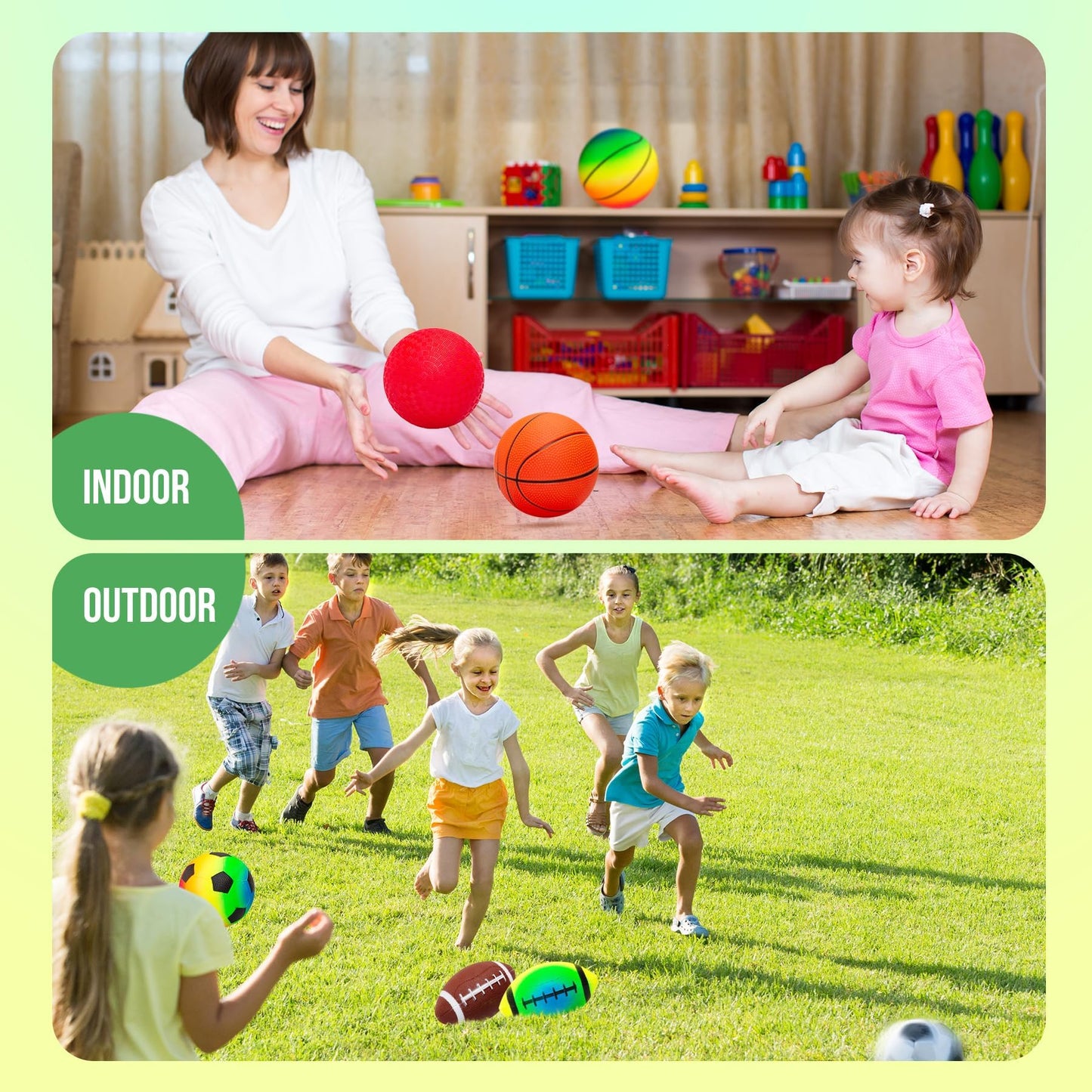 Innotoys Soft Balls for Toddlers Kids 1-3 3-5, Easy to Grip 5" Small Balls 7 Pack, Mini Football Soccer Basketball Playgroundball - First Birthday Gift Easter Basket Stuffers for Babies Boys Girls