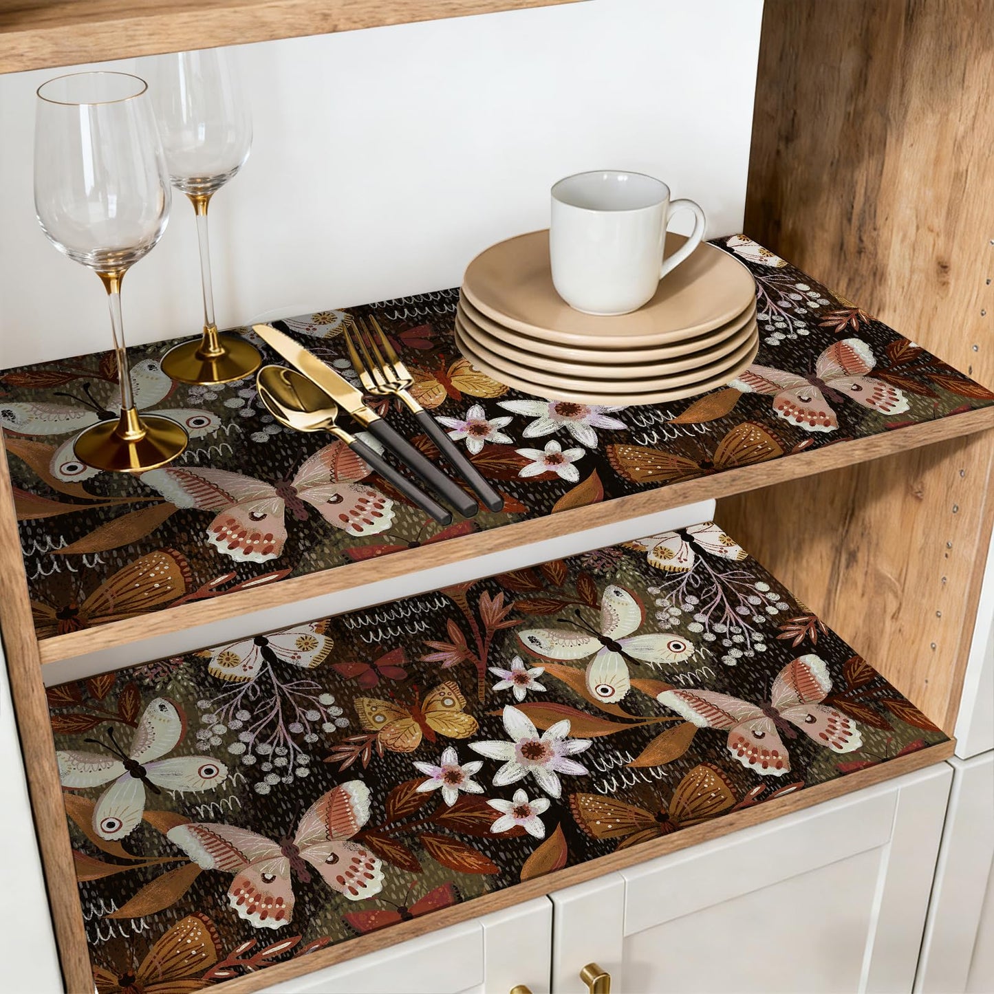 Luvdecor Shelf Liner Self Adhesive Shelf Liner Drawer and Cabinet Liners for Kitchen Floral Peel and Stick Waterproof Contact Paper Countertop Pantry Dresser Liners 17.7 x 118 in