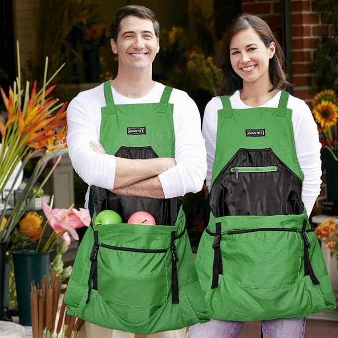 Garden Apron,Harvest Aprons with Pockets for Women and Men,Canvas Gardening Tool Belt, Gardening Gifts for Mom,Dad