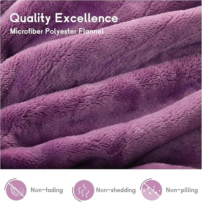 Heated Blanket Electric Blanket Full Size 72''x84'' with 9 Heating Levels, 1-10 Hour Auto Shut Off, Machine Washable, Flannel & Sherpa Soft Warming Blanket for Couch, Bed, Office - Purple